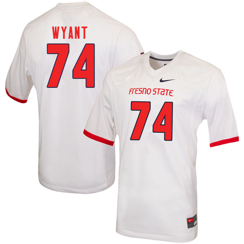 Men #74 Alex Wyant Fresno State Bulldogs College Football Jerseys Sale-White - Click Image to Close
